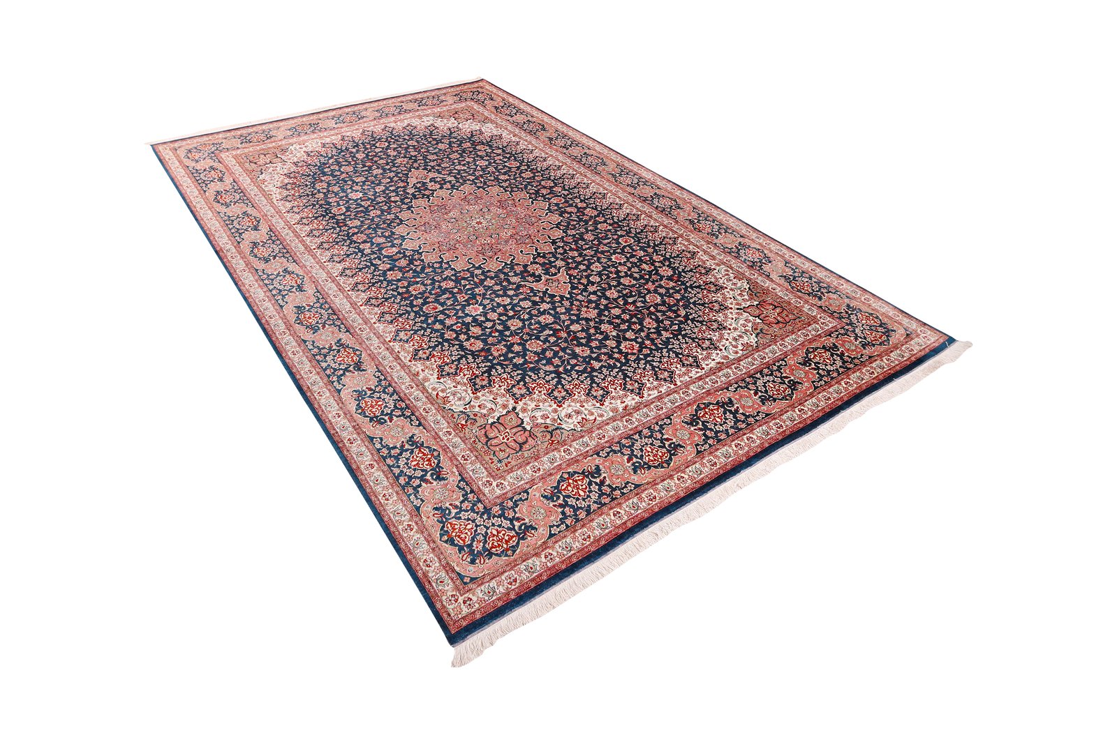 Ghoum Seide — Hand-knotted, 197x299 cm, Blue, 100% Silk | View 5