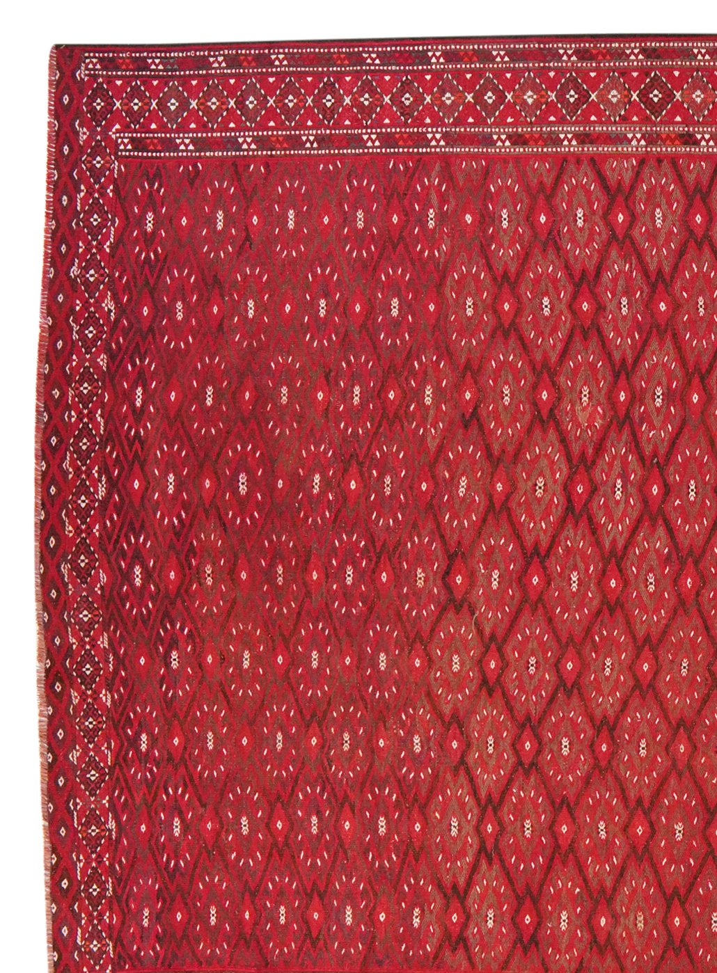 Kelim Turkman — Handmade, 228x351 cm, Red, 100% Virgin Wool | View 3