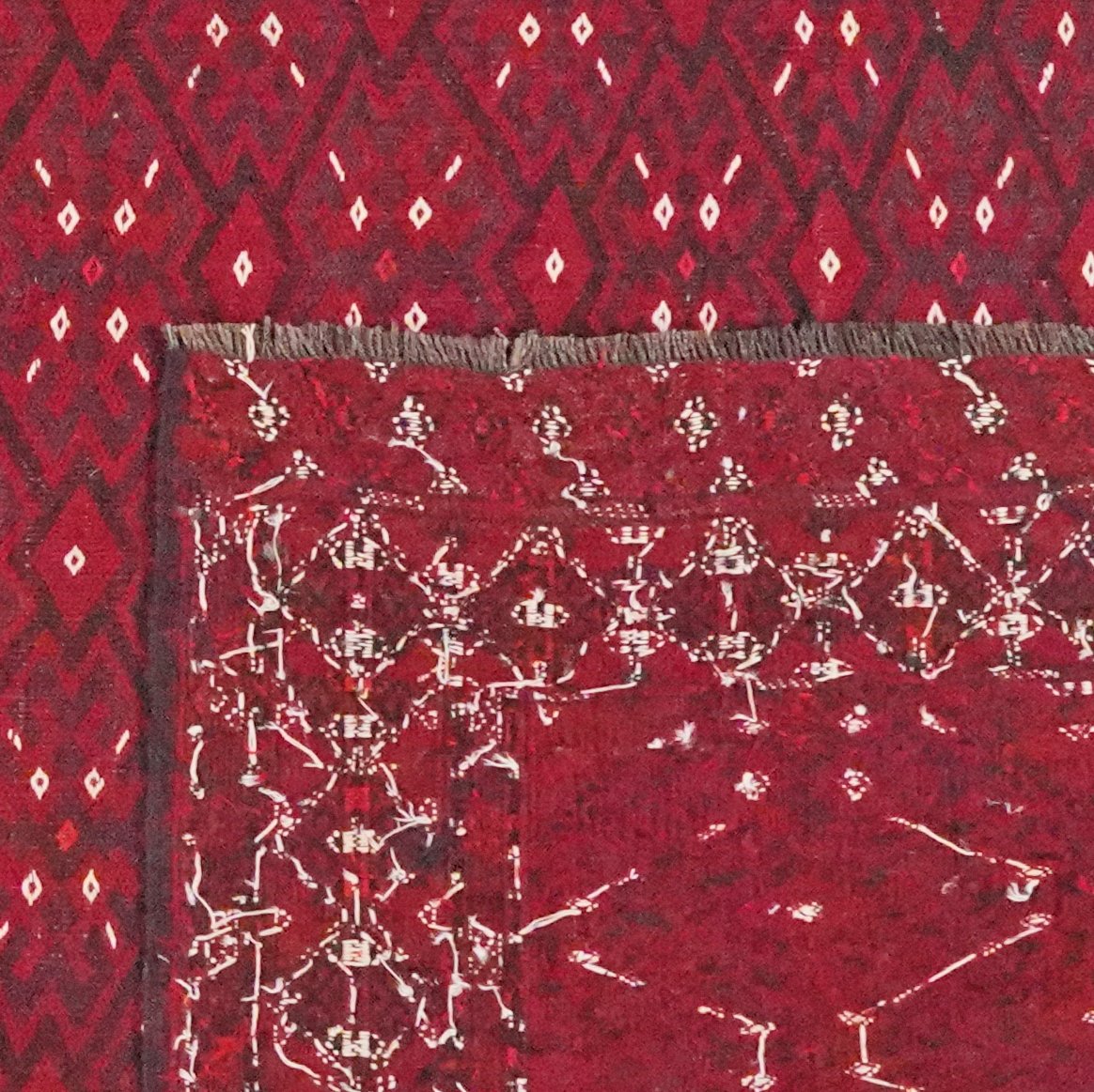 Kelim Turkman — Handmade, 223x323 cm, Red, 100% Virgin Wool | View 6