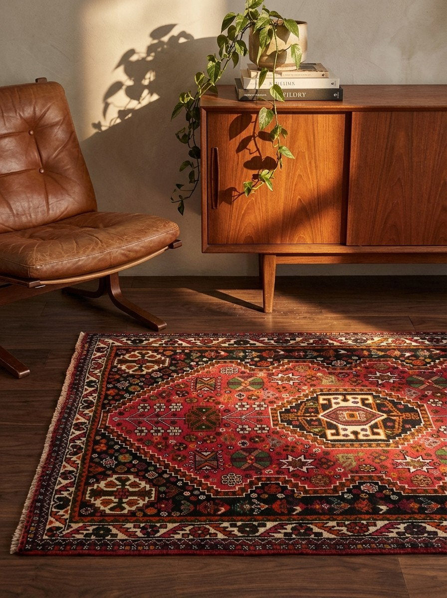 Gashgai — Handgefertigt, 149x106 cm, Beige, 100% Virgin Wool | Detail view