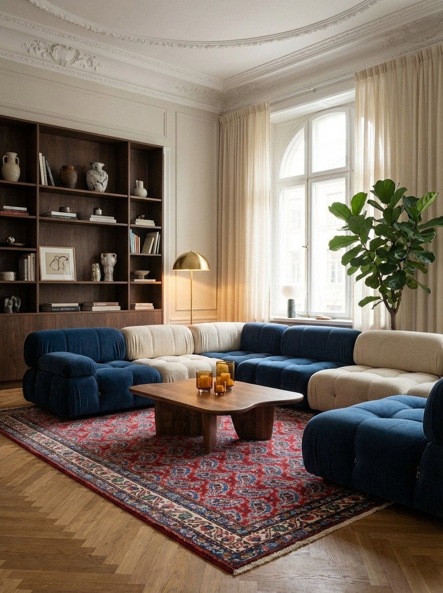 Abadeh — Handgefertigt, 211x156 cm, Beige, 100% Virgin Wool | Back view