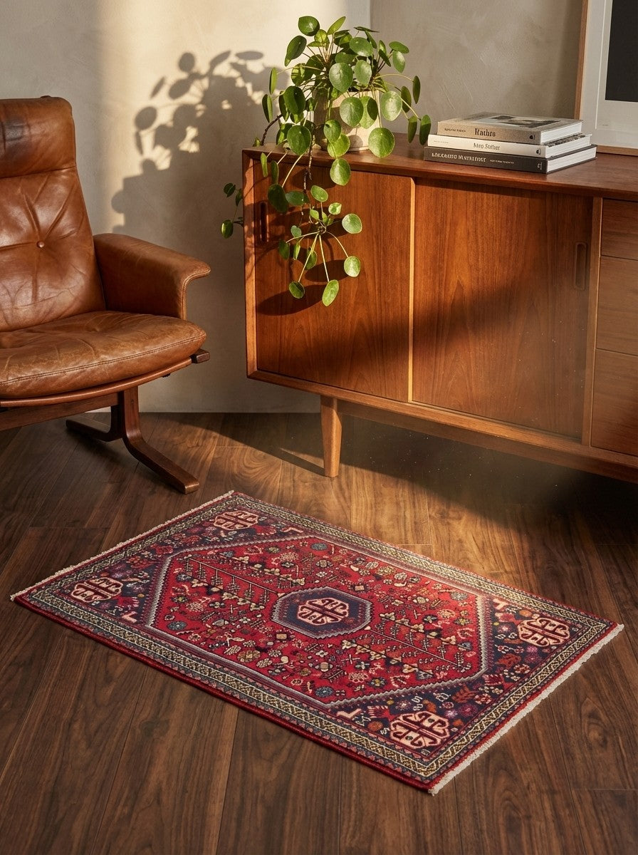 Abadeh — Hand-knotted, 63x100 cm, Red, 100% Virgin Wool | Back view