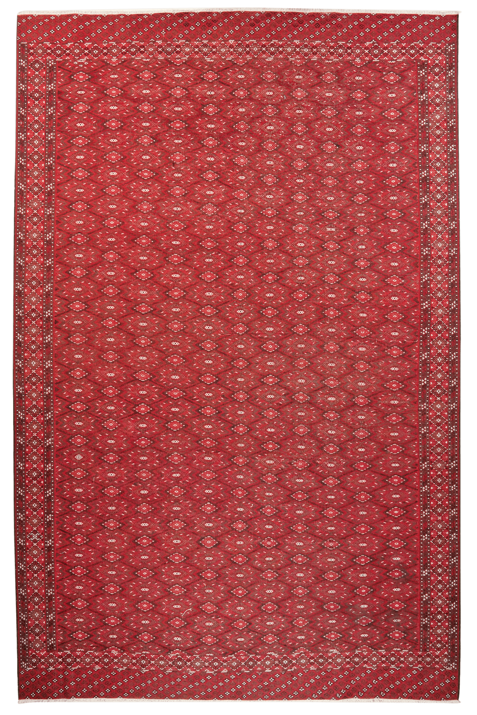 Kelim Turkman — Handmade, 232x360 cm, Red, 100% Virgin Wool | Main view