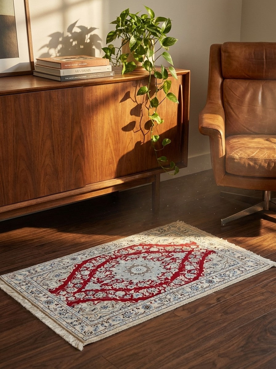 Nain 6La — Hand-knotted, 64x95 cm, Red, 100% Virgin Wool | Back view