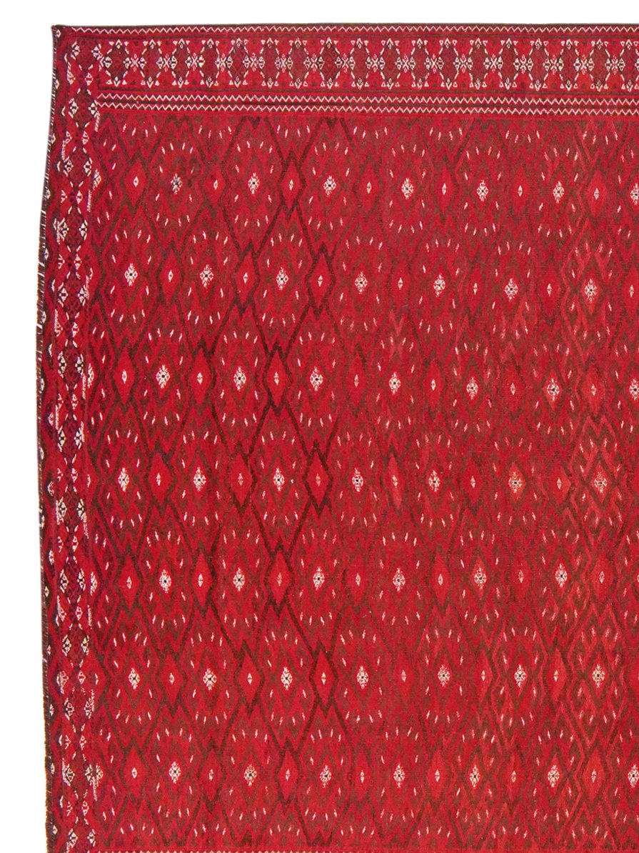 Kelim Turkman — Handmade, 212x366 cm, Red, 100% Virgin Wool | View 3