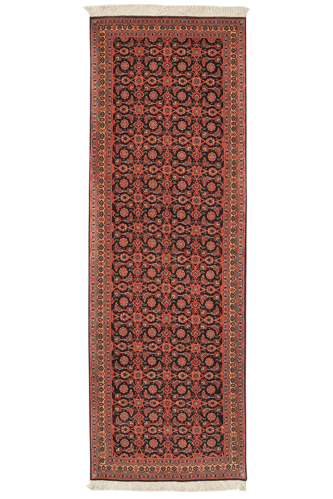 Tabriz 50 Raj — Hand-knotted, 65x194 cm, Black, 100% Virgin Wool | Main view