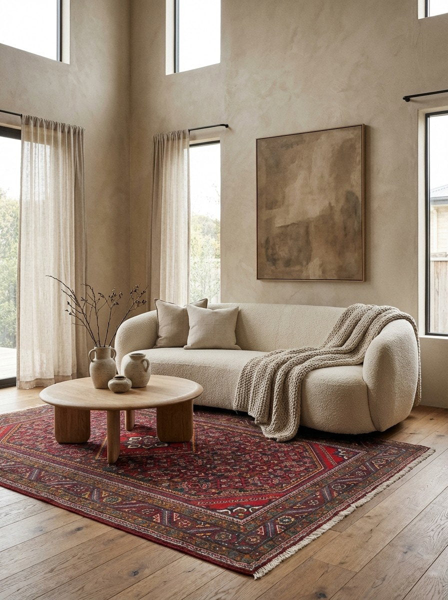 Koutabad — Handgefertigt, 202x140 cm, Rot, 100% Virgin Wool | Detail view