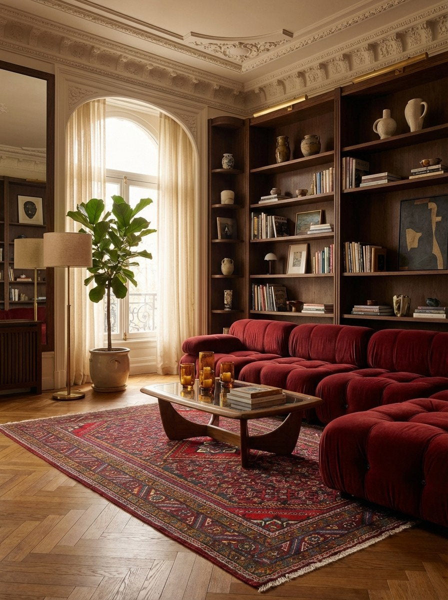 Koutabad — Handgefertigt, 202x140 cm, Rot, 100% Virgin Wool | Back view