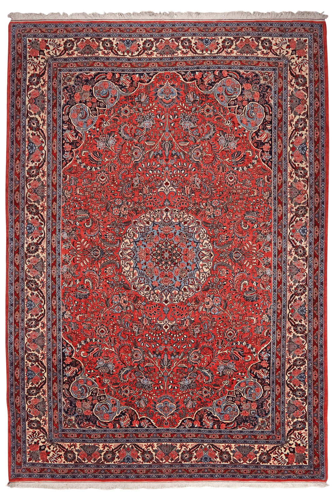Bidjar — Hand-knotted, 210x303 cm, Red, 100% Virgin Wool | Main view