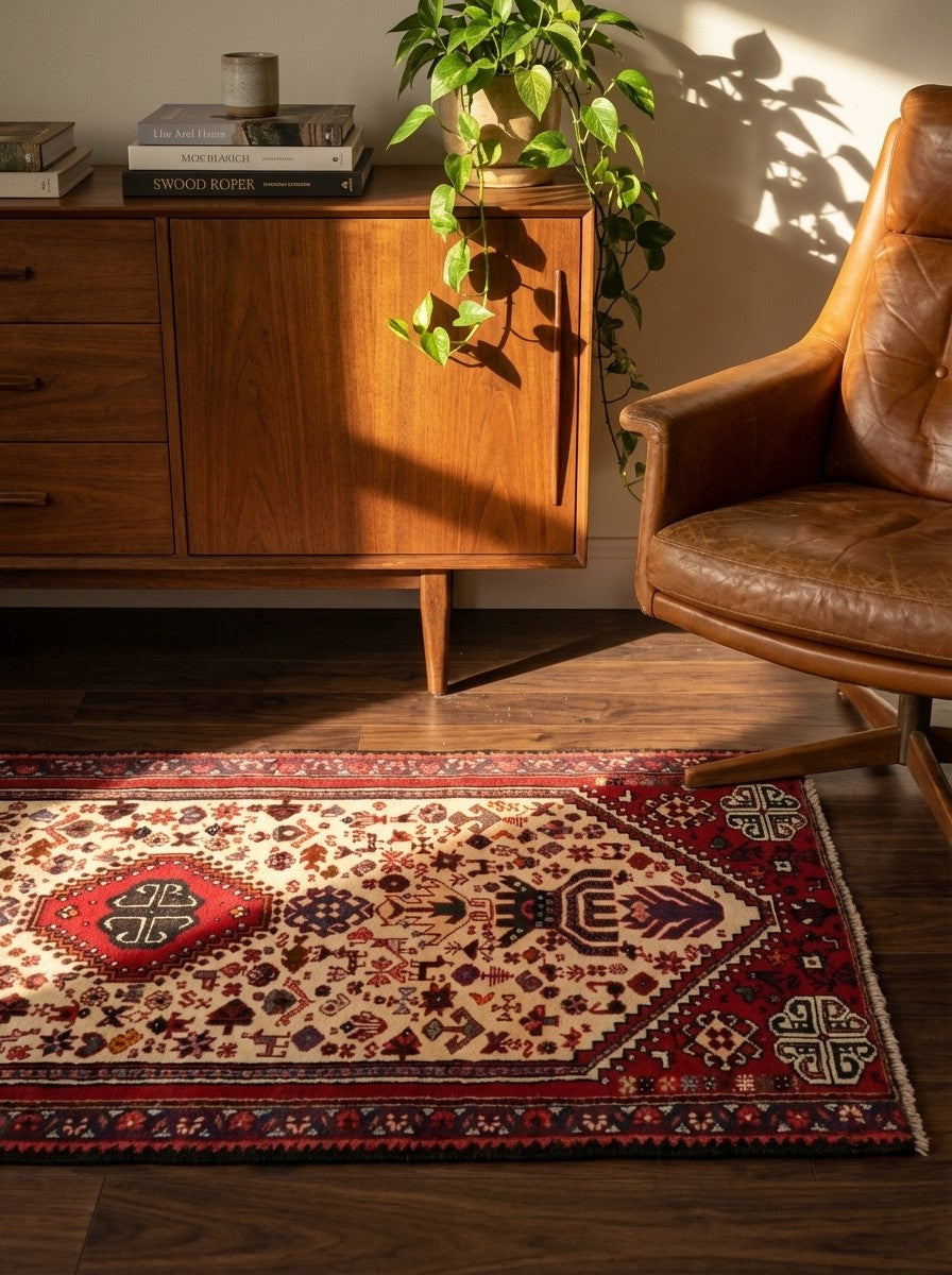 Gashgai — Hand-knotted, 74x155 cm, Beige, 100% Virgin Wool | Back view