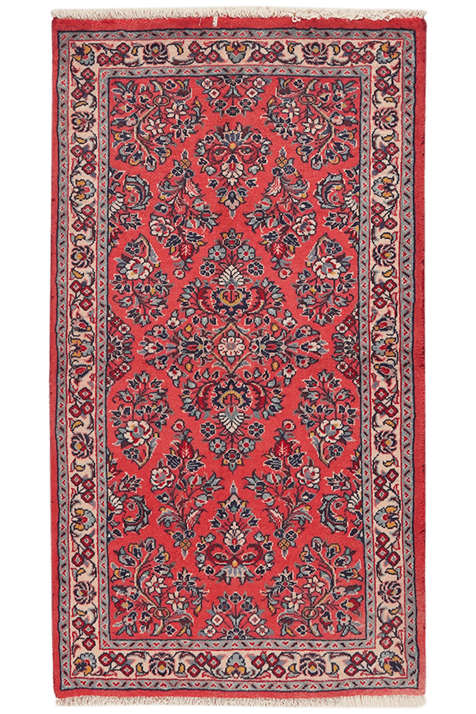 Sarough — Hand-knotted, 69x128 cm, Red, 100% Virgin Wool | Main view