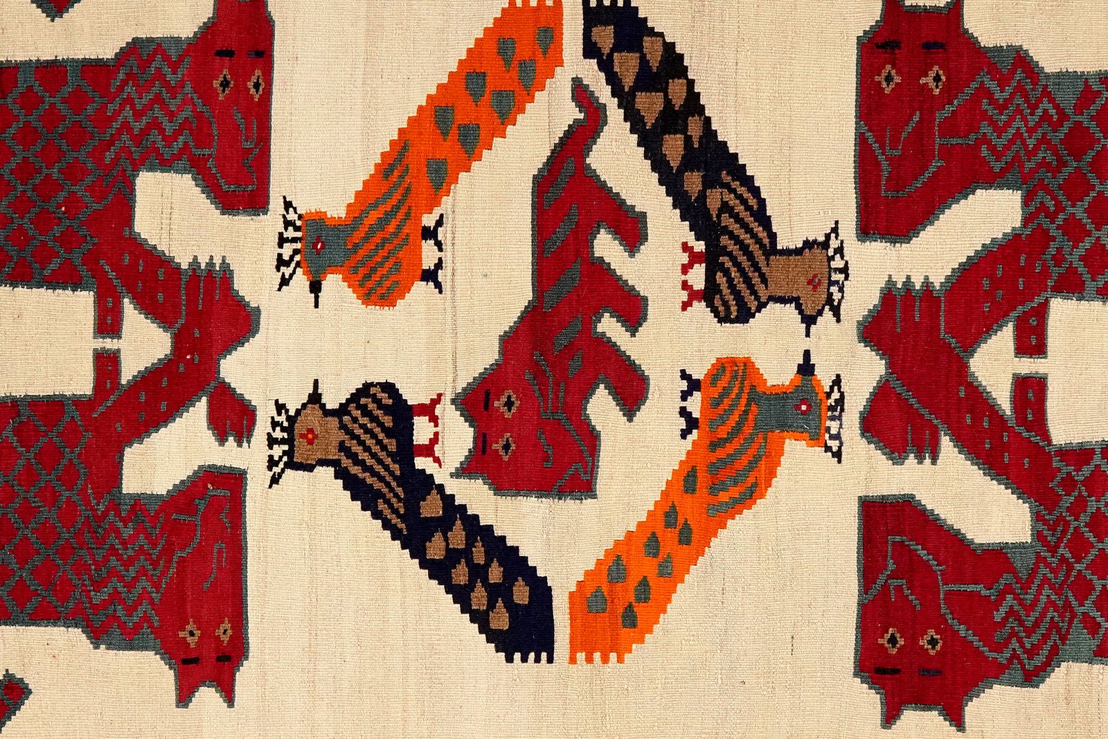 Kelim Gashgai Old — Handmade, 151x221 cm, Beige, 100% Virgin Wool | View 4