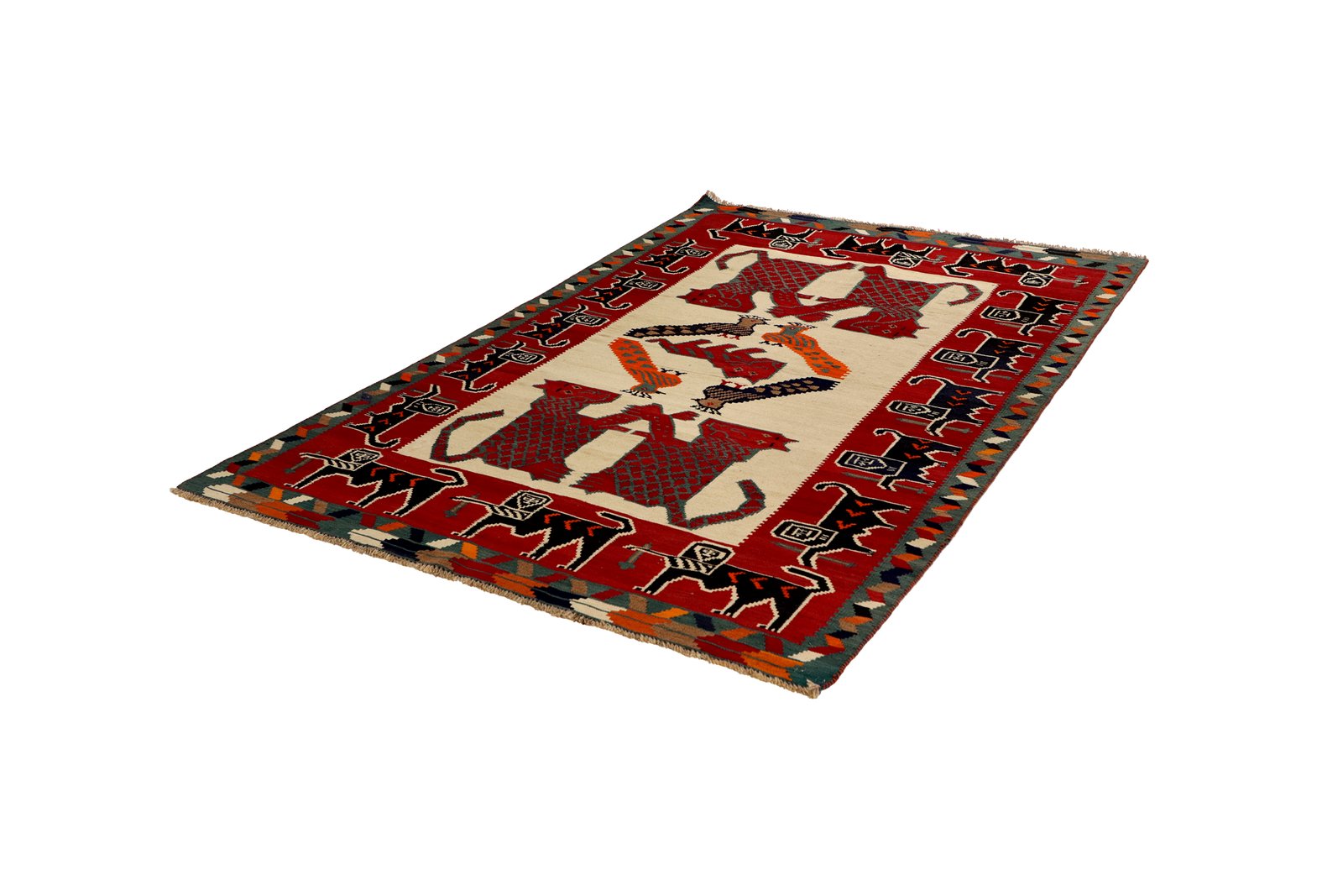 Kelim Gashgai Old — Handmade, 151x221 cm, Beige, 100% Virgin Wool | View 5