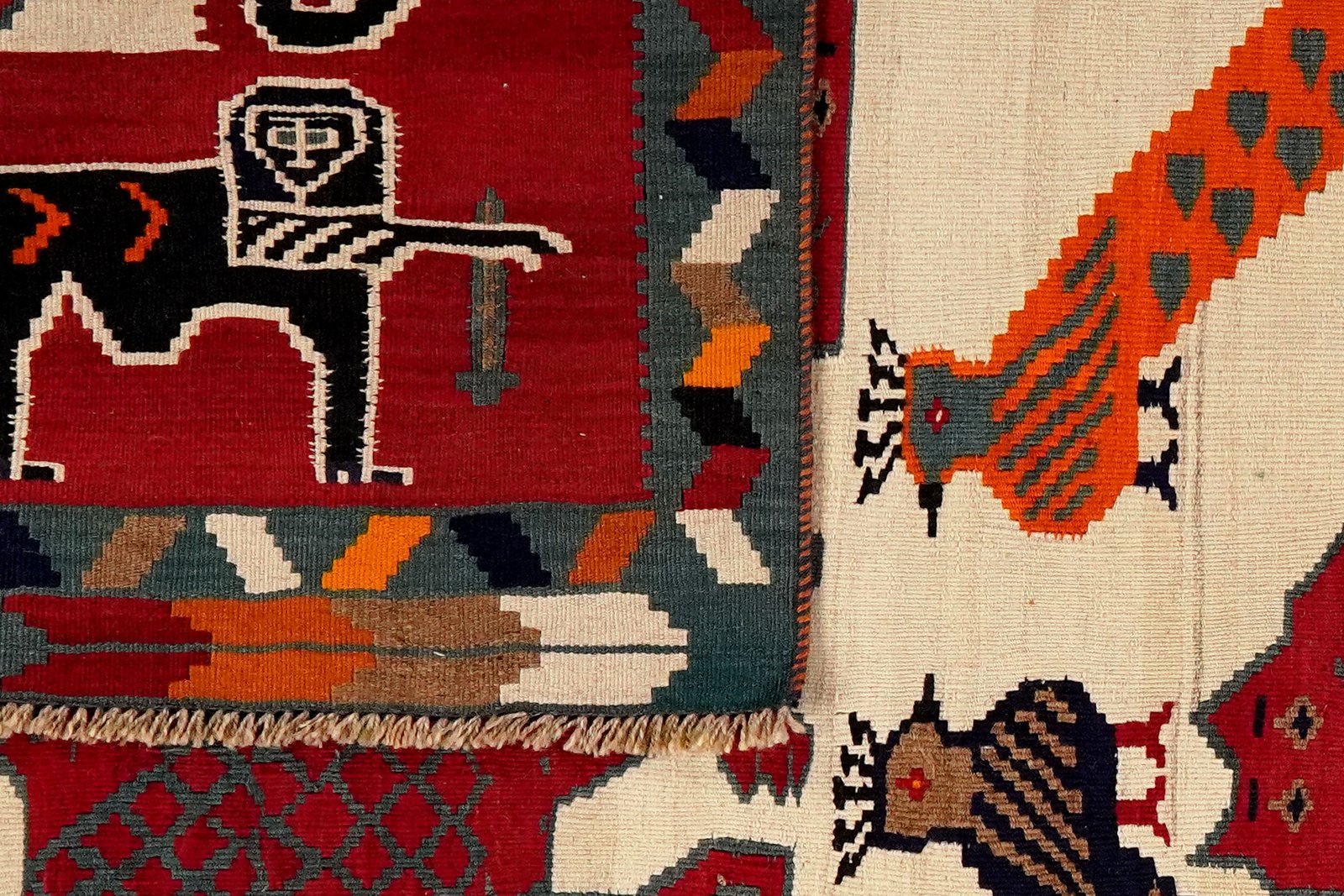 Kelim Gashgai Old — Handmade, 151x221 cm, Beige, 100% Virgin Wool | View 6