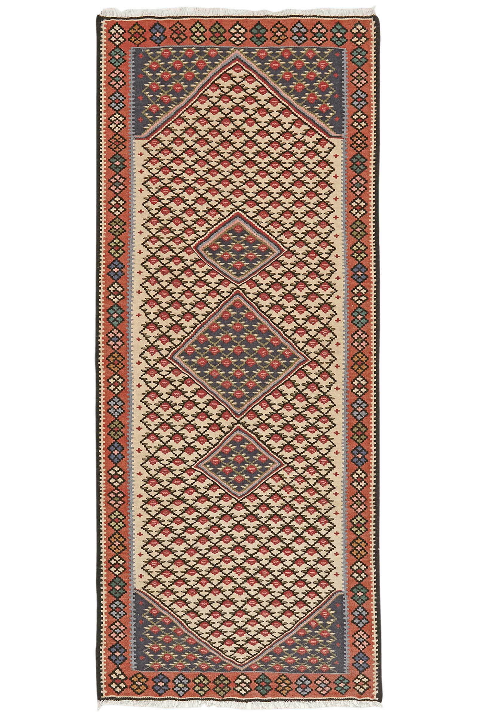 Kelim Senneh — Handmade, 80x190 cm, Beige, 100% Virgin Wool | Main view