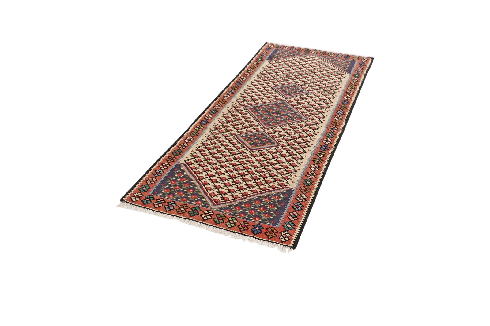 Kelim Senneh — Handmade, 80x190 cm, Beige, 100% Virgin Wool | View 5