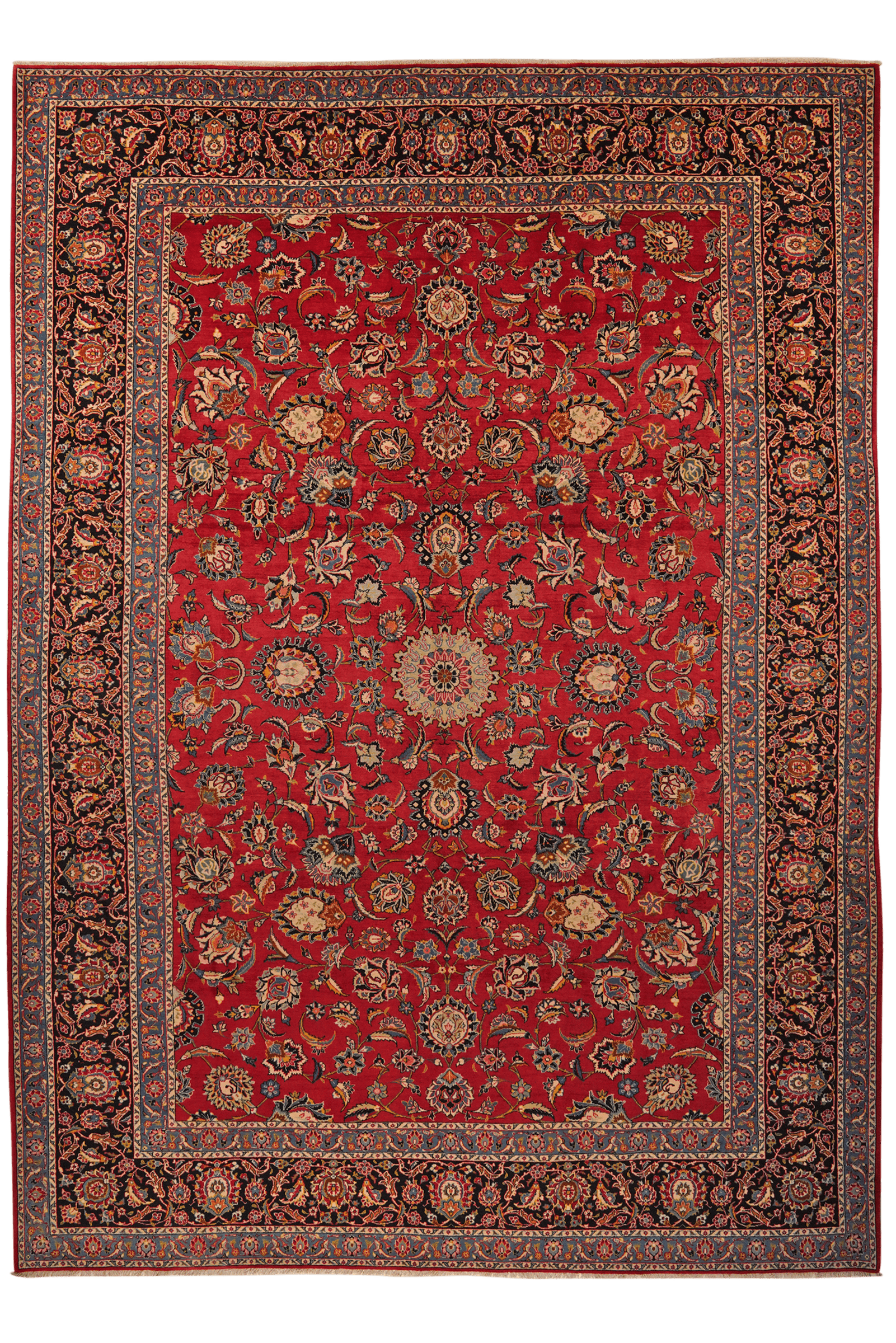 Kashan — Hand-knotted, 275x390 cm, Red, 100% Virgin Wool | Main view