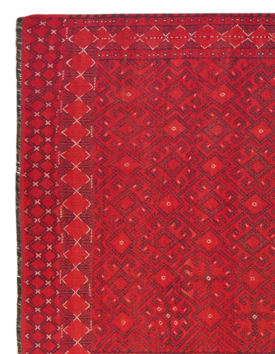 Kelim Turkman — Handmade, 207x330 cm, Red, 100% Virgin Wool | View 3