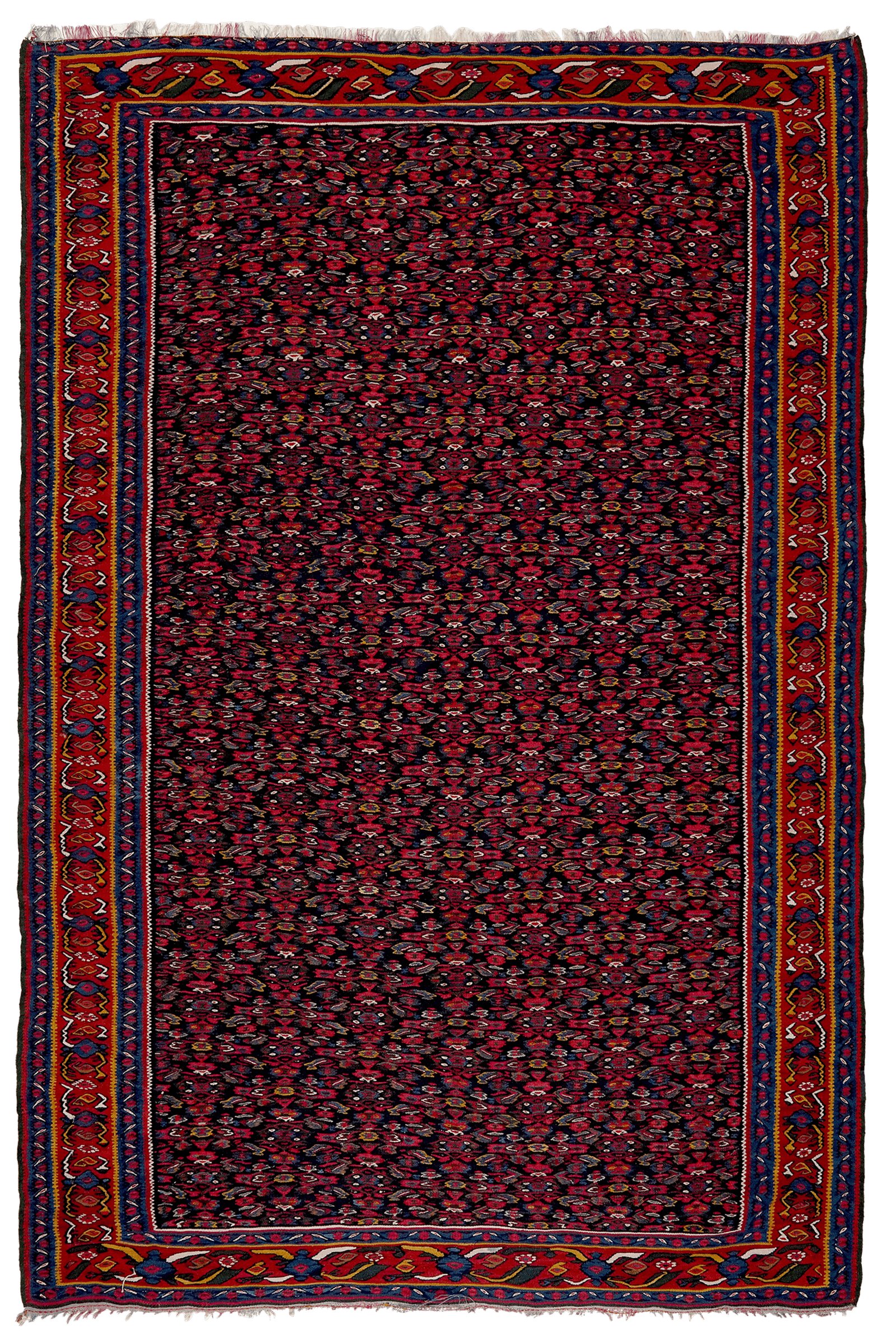 Kelim Senneh — Handmade, 135x200 cm, Blue, 100% Virgin Wool | Main view