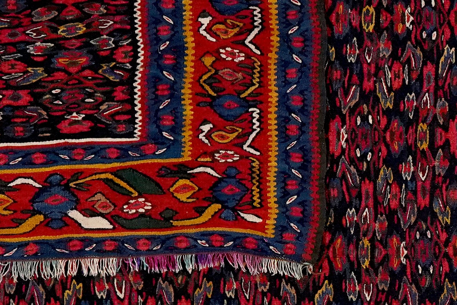 Kelim Senneh — Handmade, 135x200 cm, Blue, 100% Virgin Wool | View 6