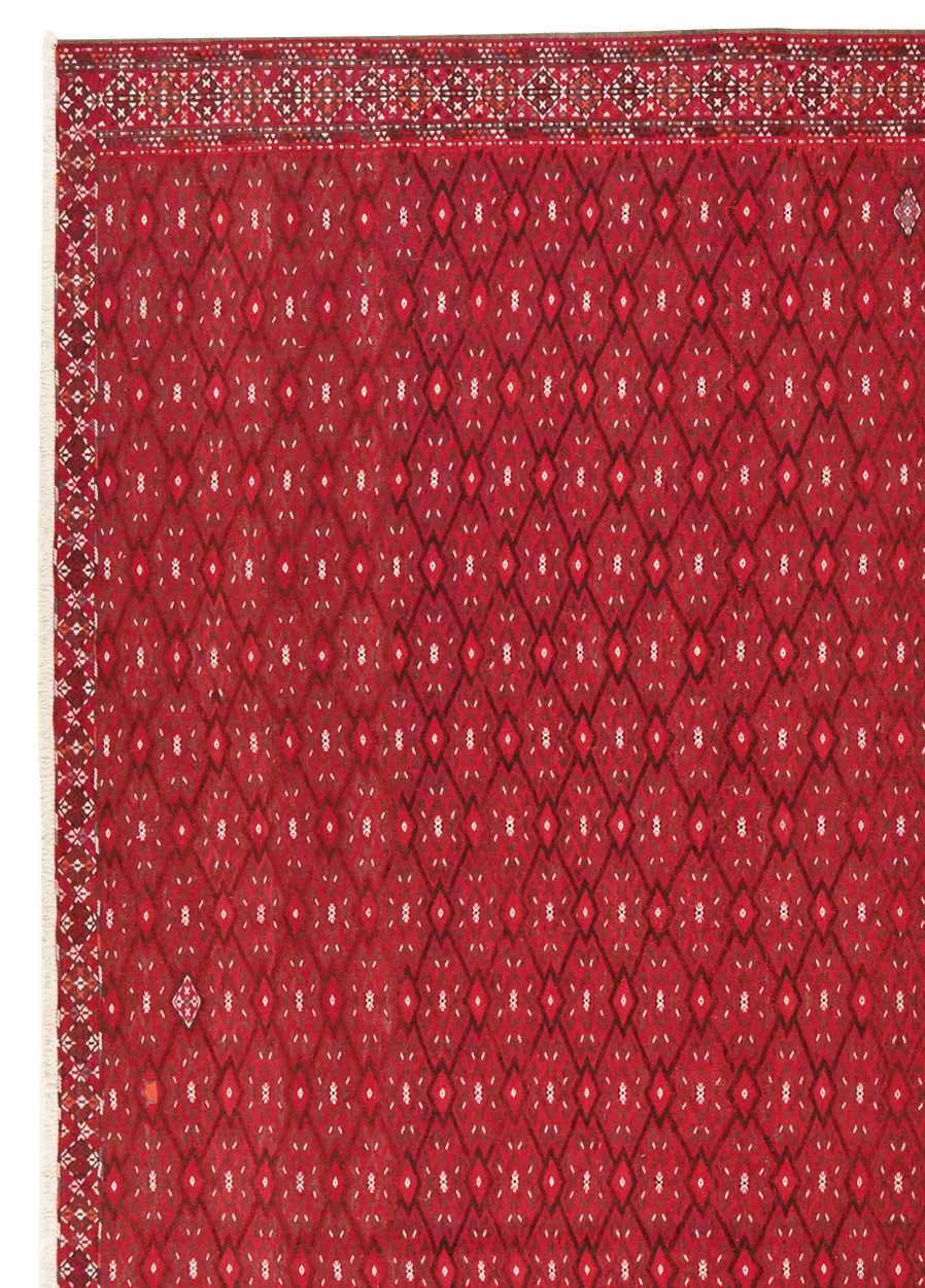 Kelim Turkman — Handmade, 233x332 cm, Red, 100% Virgin Wool | View 3