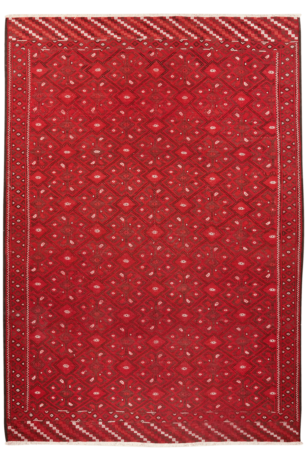 Kelim Turkman — Handmade, 213x305 cm, Red, 100% Virgin Wool | Main view