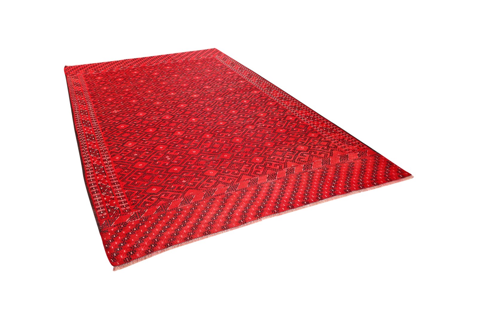 Kelim Turkman — Handmade, 215x302 cm, Red, 100% Virgin Wool | View 5