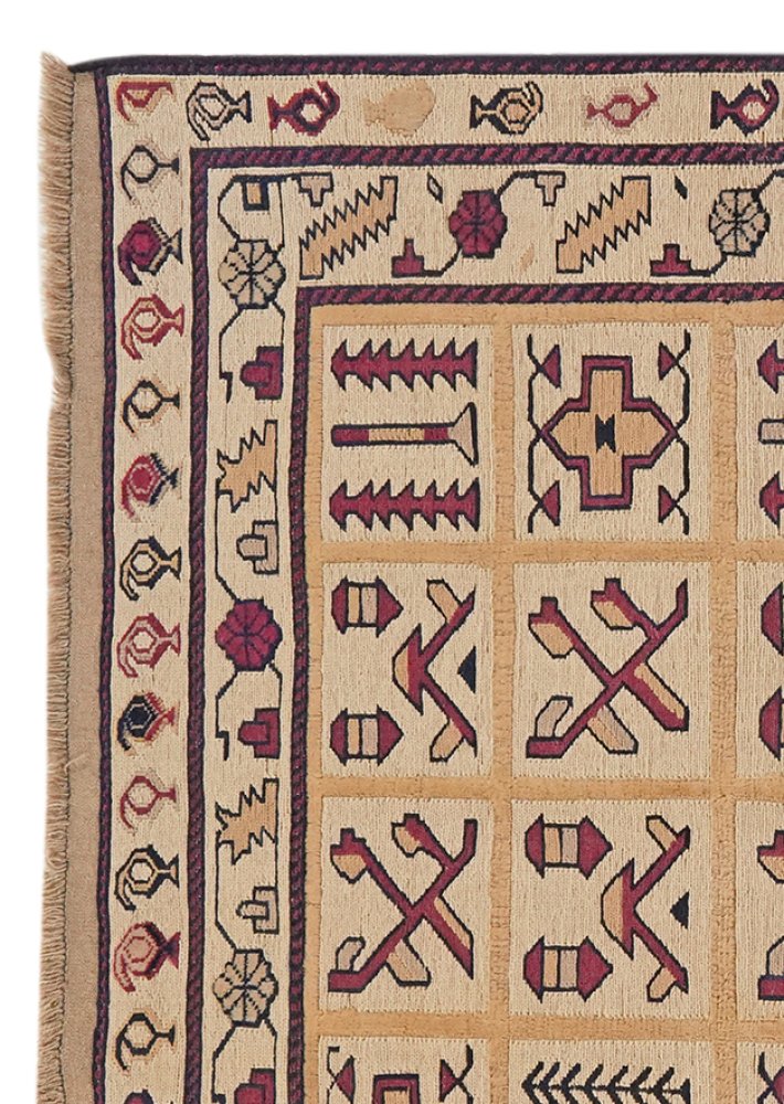 Kelim Belutch — Handmade, 139x168 cm, Beige, 100% Virgin Wool | View 3