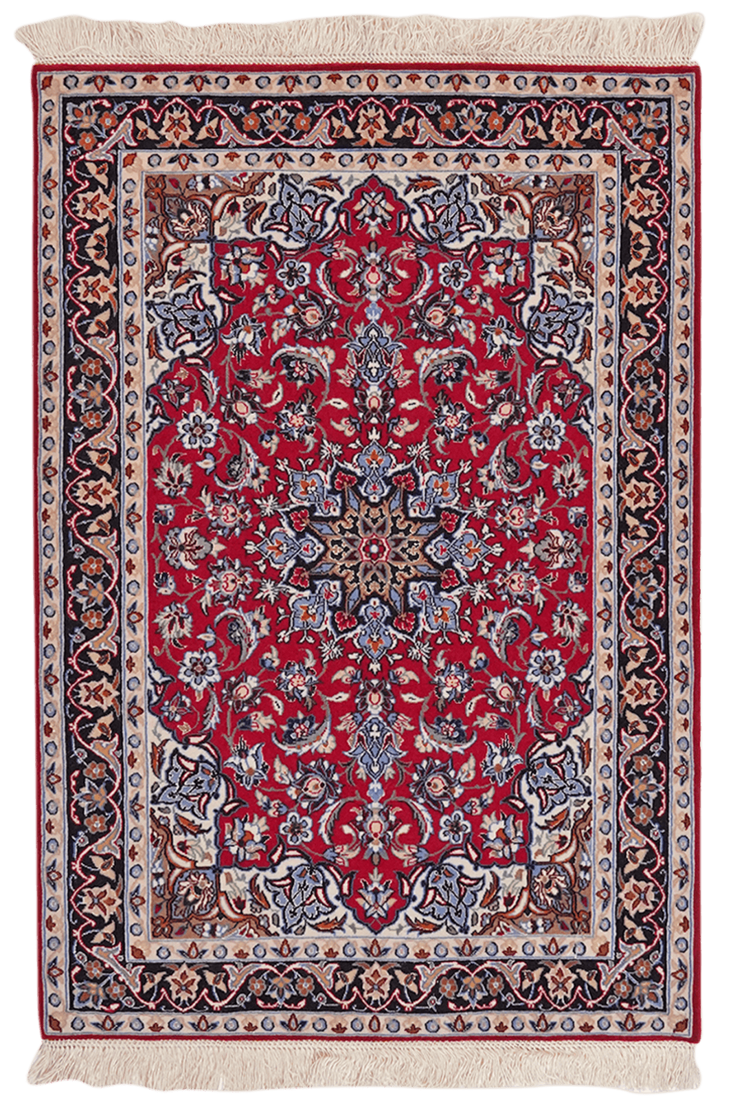 Isfahan — Hand-knotted, 71x105 cm, Red, 95% Schurwolle, 5% Seide | Main view