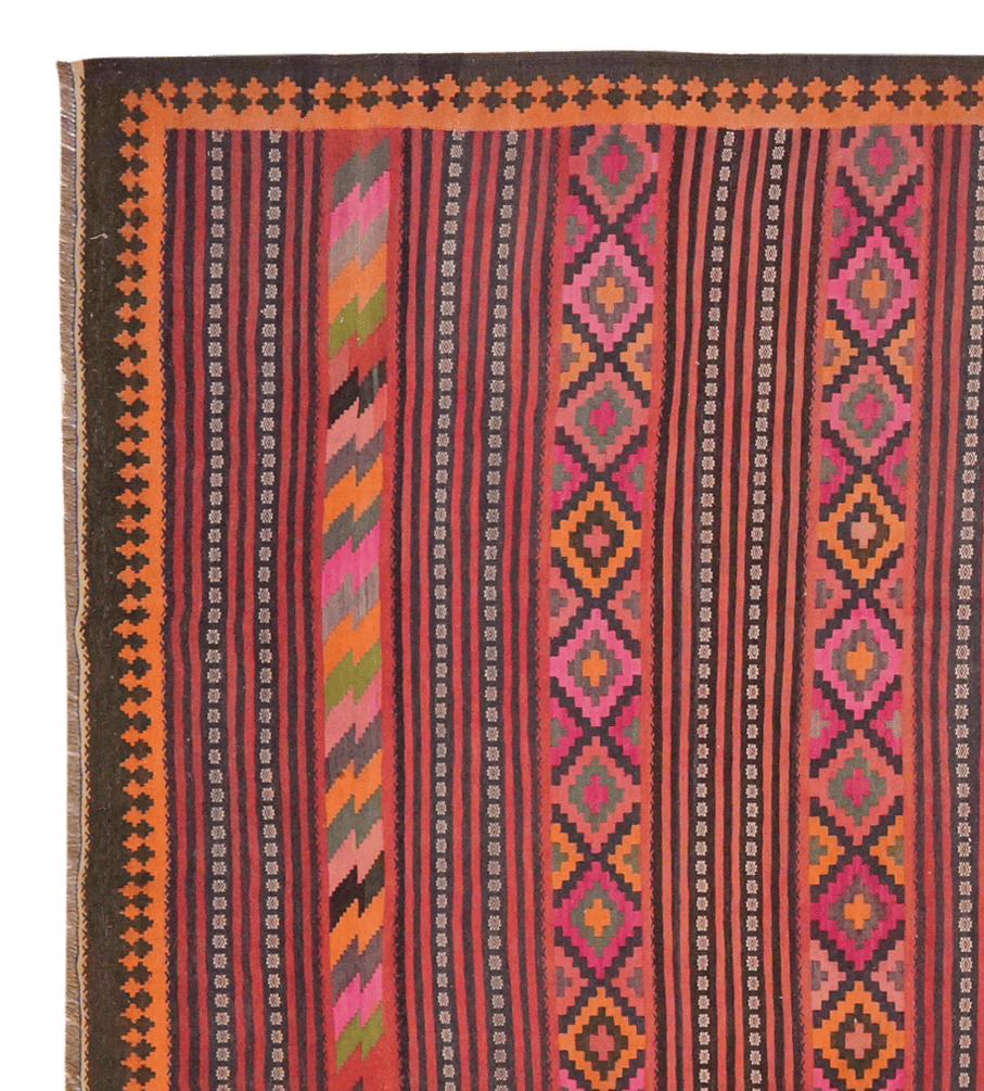 Kelim Kordi Old — Handmade, 170x390 cm, Red, 100% Virgin Wool | View 3