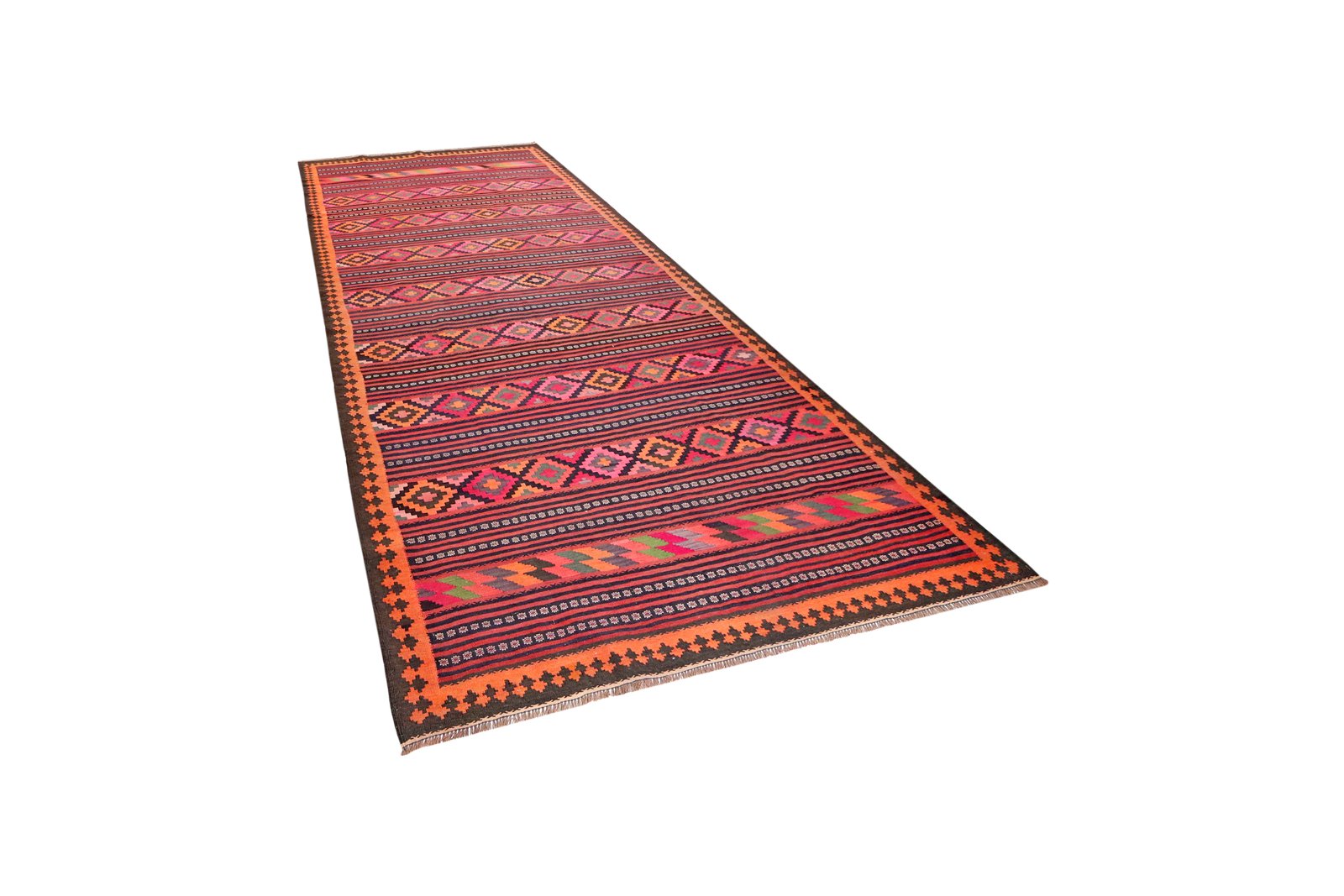 Kelim Kordi Old — Handmade, 170x390 cm, Red, 100% Virgin Wool | View 5