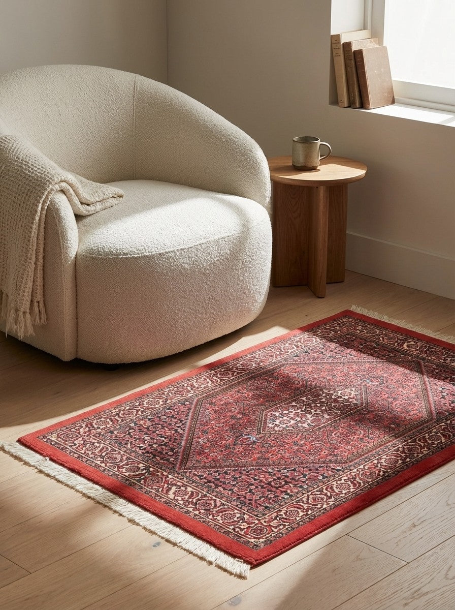Bidjar Bookan — Hand-knotted, 72x107 cm, Red, 95% Schurwolle, 5% Seide | Detail view