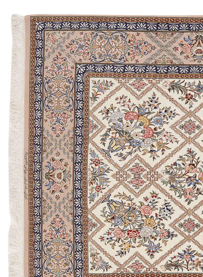 Isfahan — Hand-knotted, 130x203 cm, Beige, 90% Schurwolle, 10% Seide | View 3