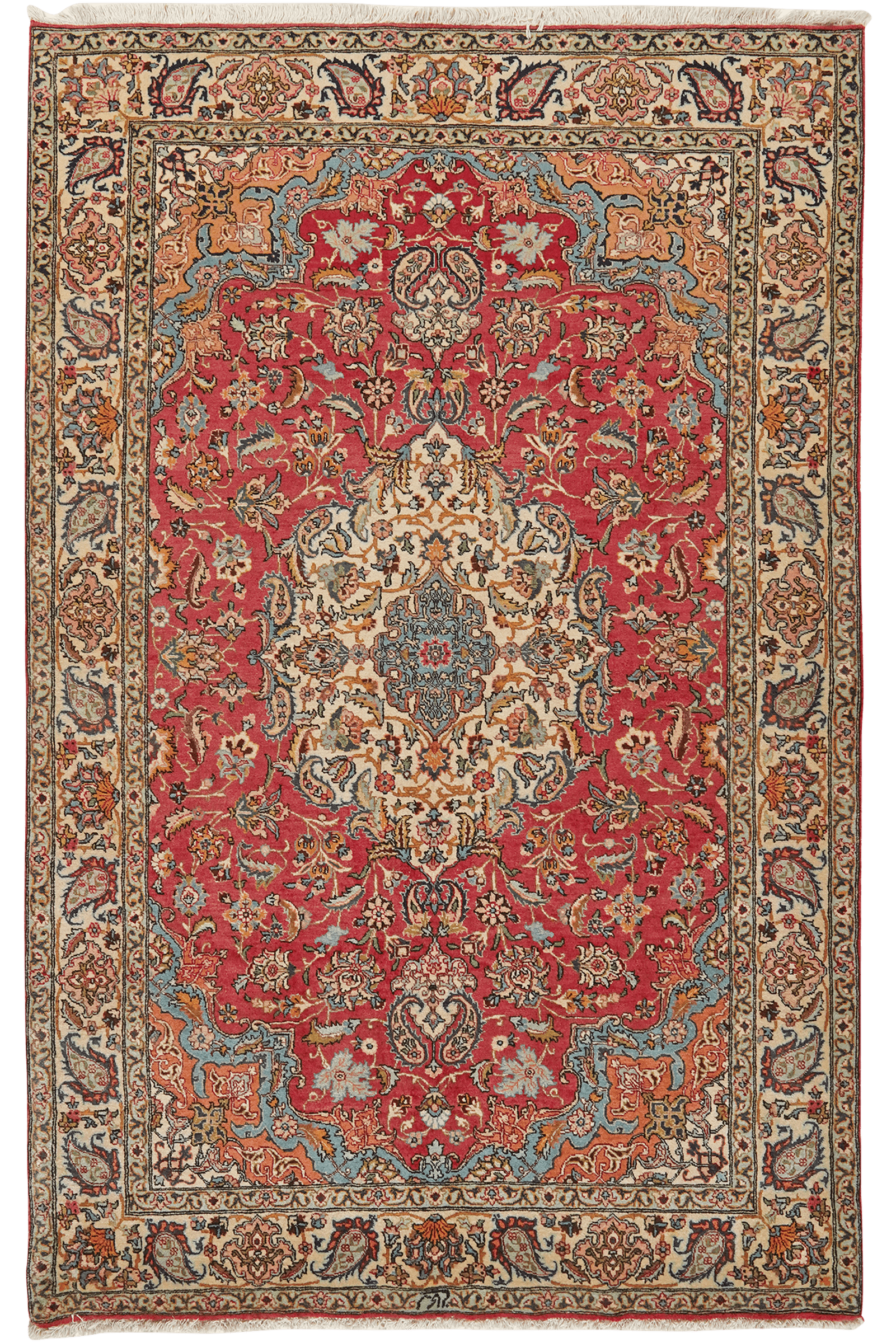 Tabriz Old — Hand-knotted, 140x215 cm, Red, 100% Virgin Wool | Main view