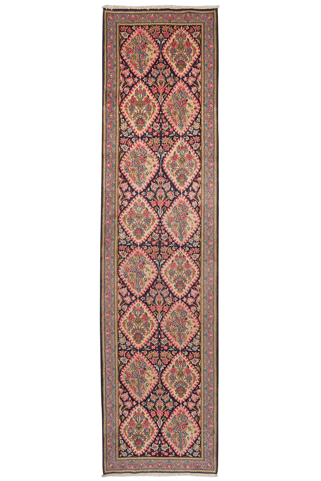 Yazd — Hand-knotted, 98x400 cm, Blue, 100% Virgin Wool | Main view