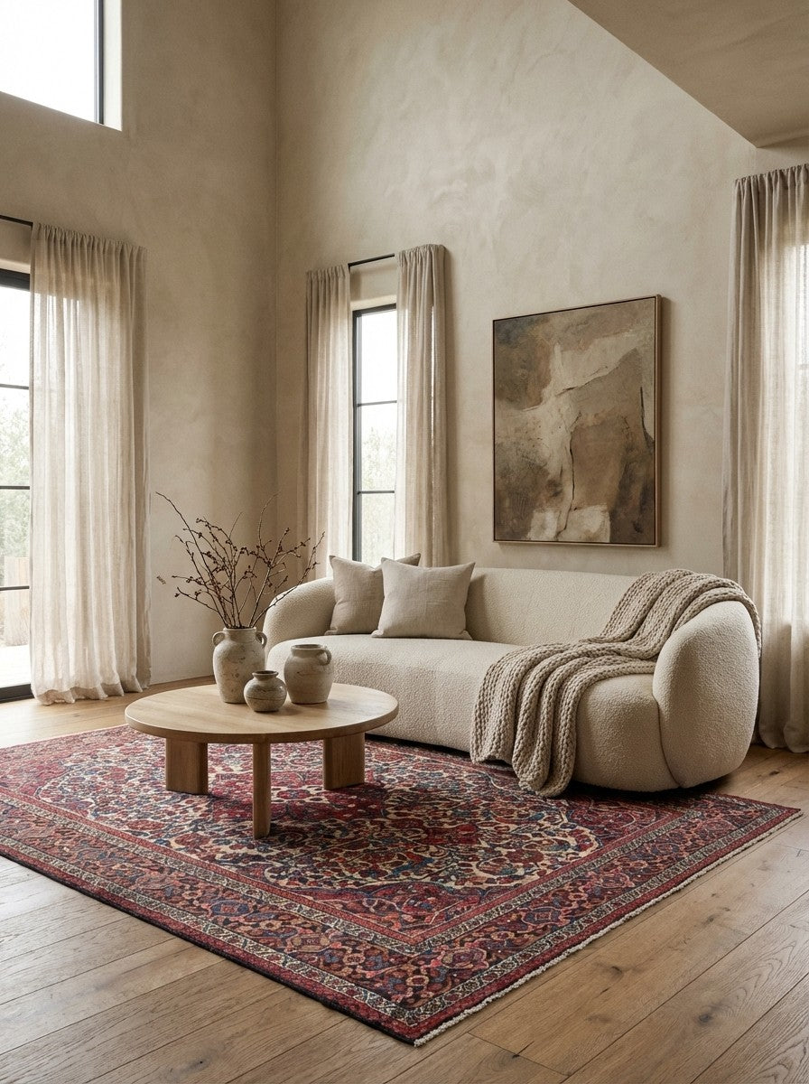 Bourtchalou — Hand-knotted, 154x210 cm, Beige, 100% Virgin Wool | Detail view