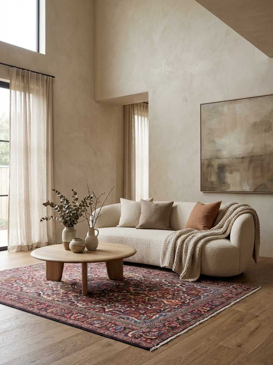 Bourtchalou — Hand-knotted, 152x206 cm, Beige, 100% Virgin Wool | Detail view