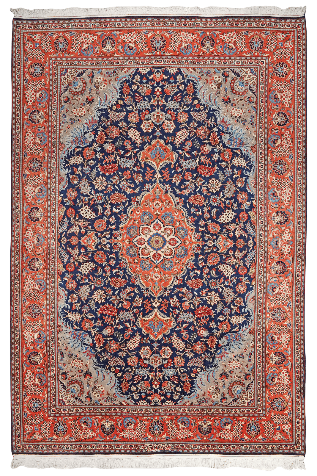 Kashan — Hand-knotted, 202x293 cm, Blue, 100% Virgin Wool | Main view