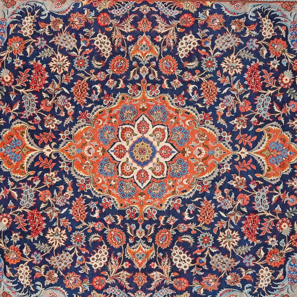 Kashan — Hand-knotted, 202x293 cm, Blue, 100% Virgin Wool | View 4