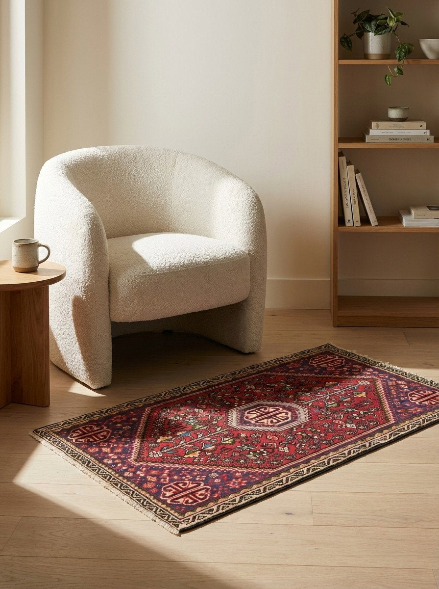 Abadeh — Handgefertigt, 99x58 cm, Beige, 100% Virgin Wool | Detail view