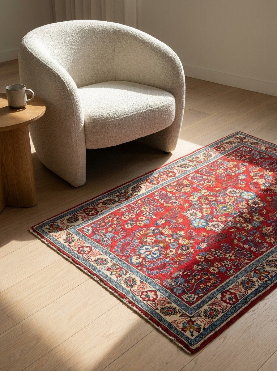 Sarough — Handgefertigt, 168x107 cm, Beige, 100% Virgin Wool | Detail view