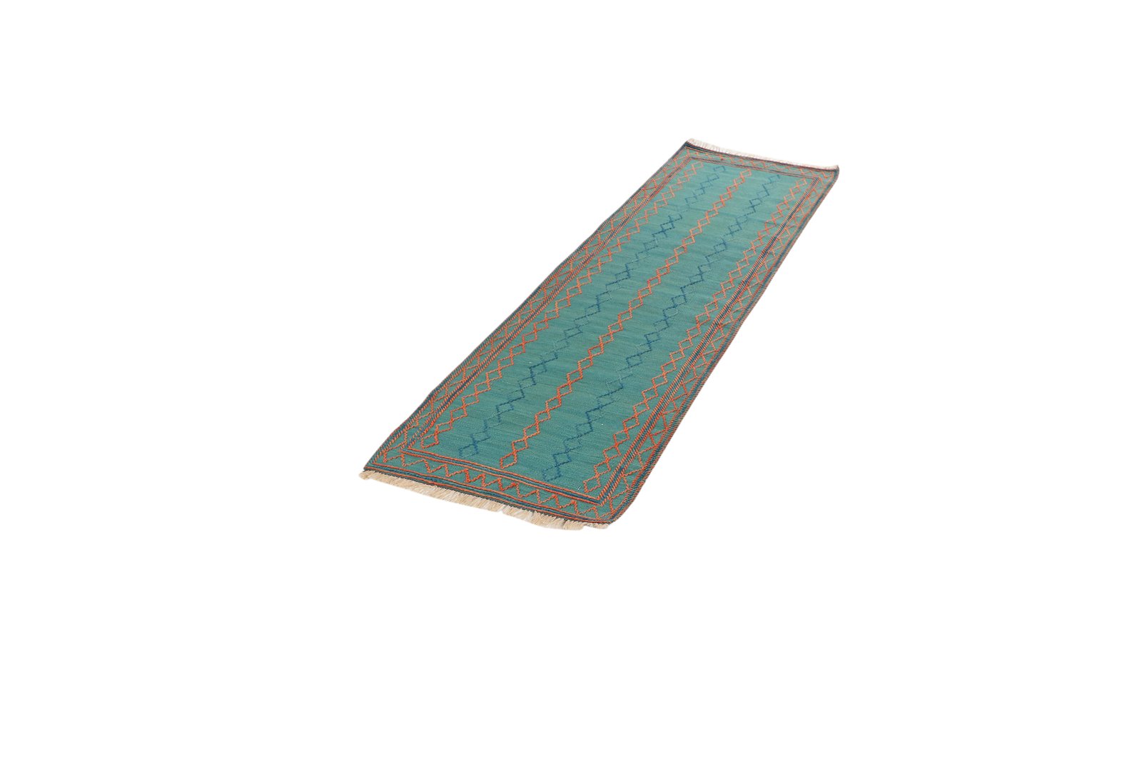 Kelim Gashgai — Handmade, 58x207 cm, Green, 100% Virgin Wool | View 5