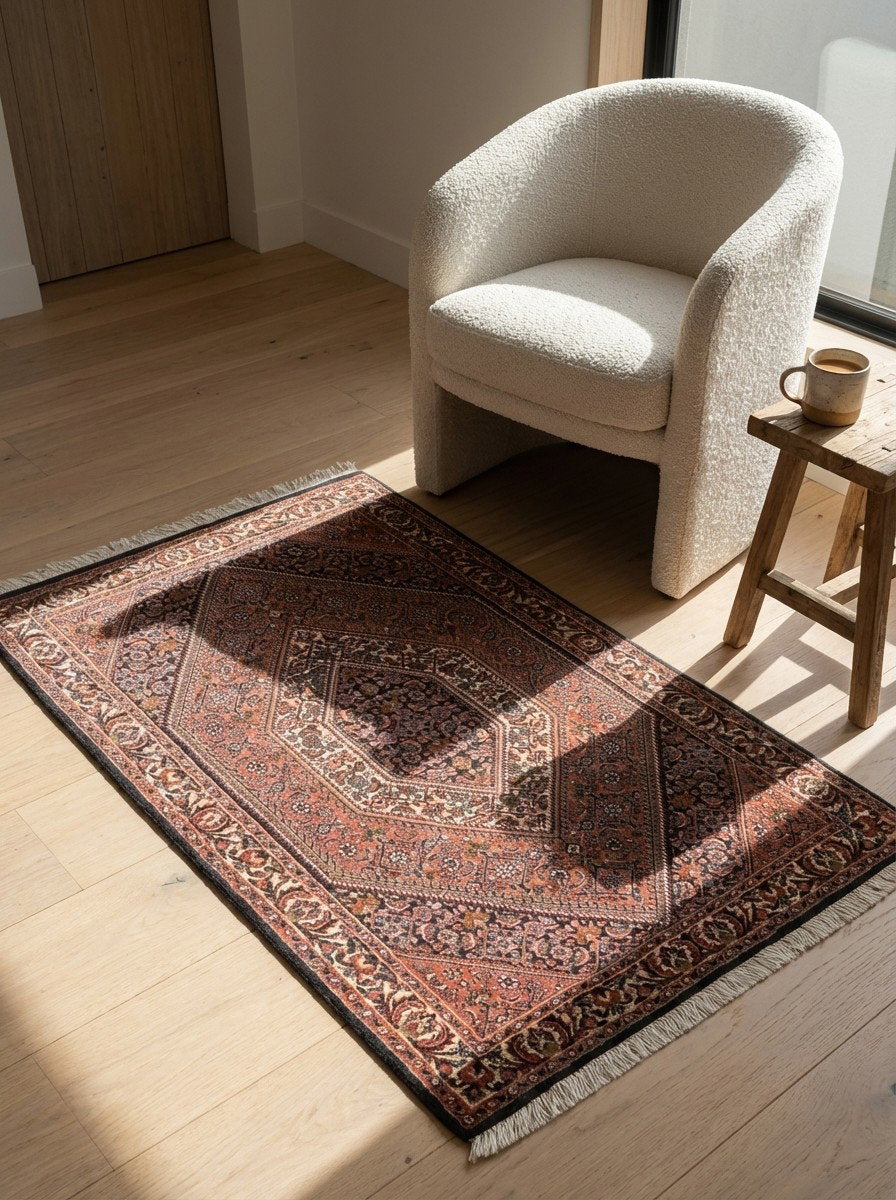 Bidjar Bookan — Handgefertigt, 120x77 cm, Beige, 100% Virgin Wool | Detail view