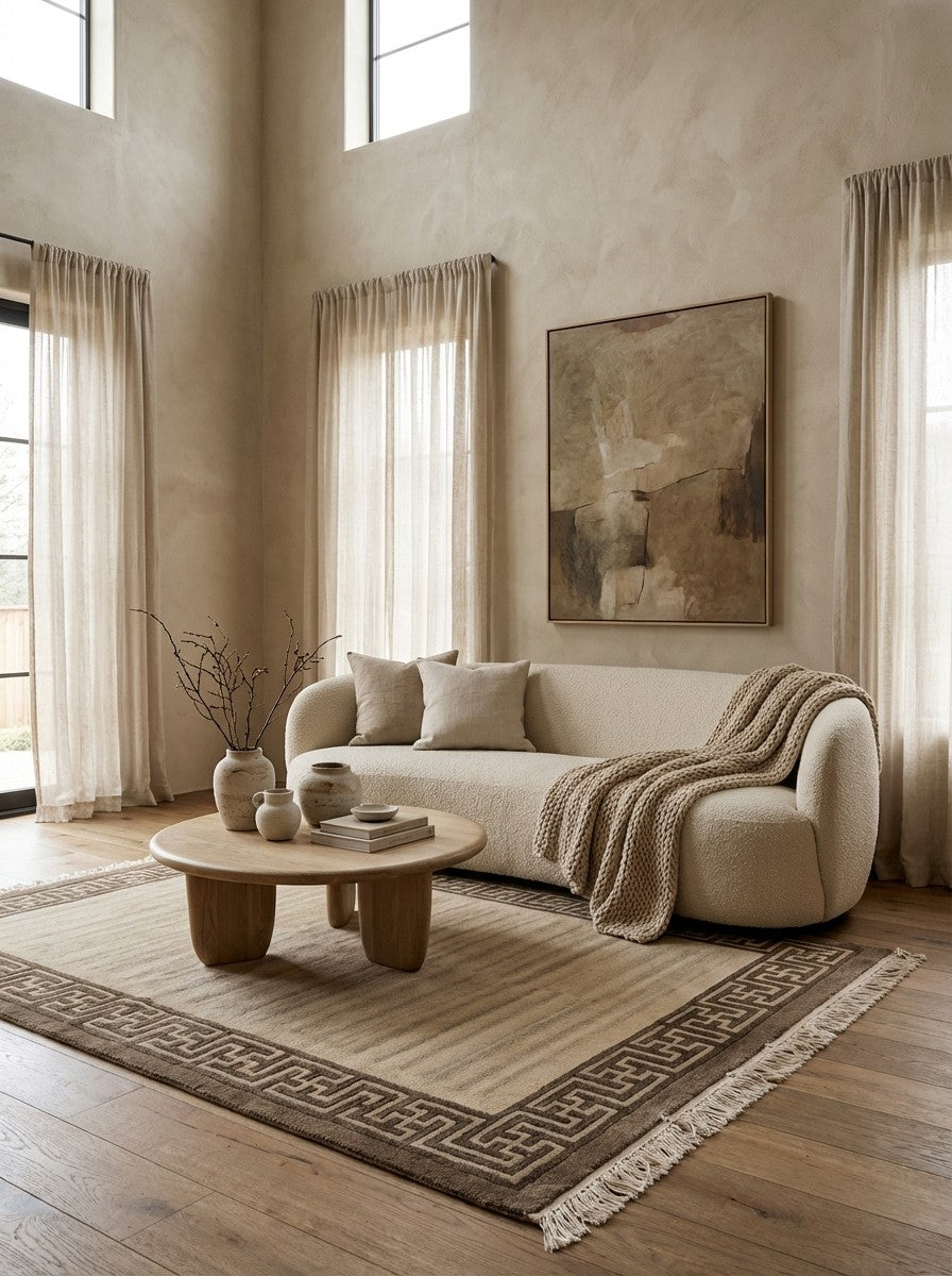 Tibetan — Hand-knotted, 122x183 cm, Brown, 100% Virgin Wool | Detail view