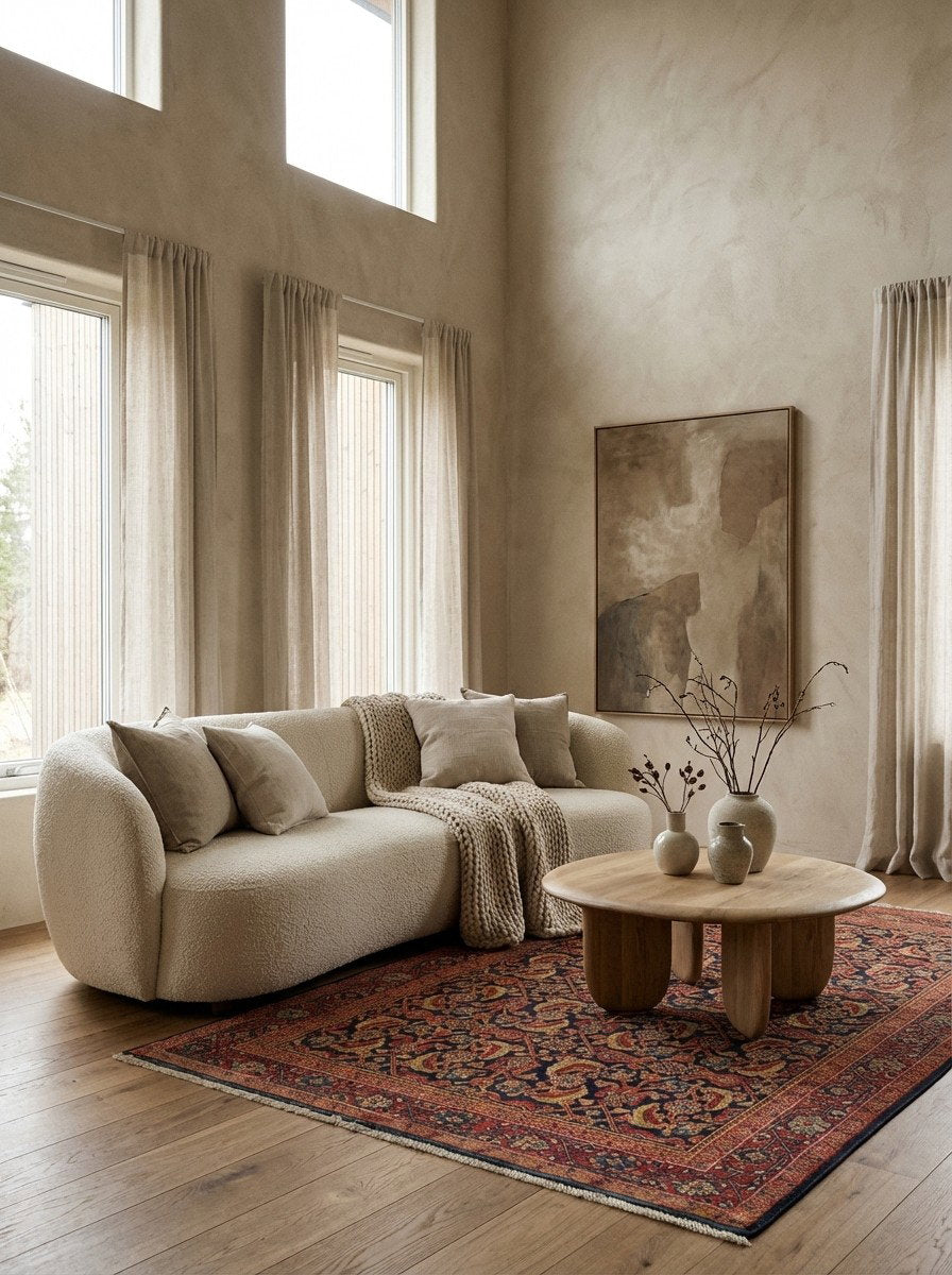 Mohadjeran — Handgefertigt, 198x132 cm, Rot, 100% Virgin Wool | Detail view