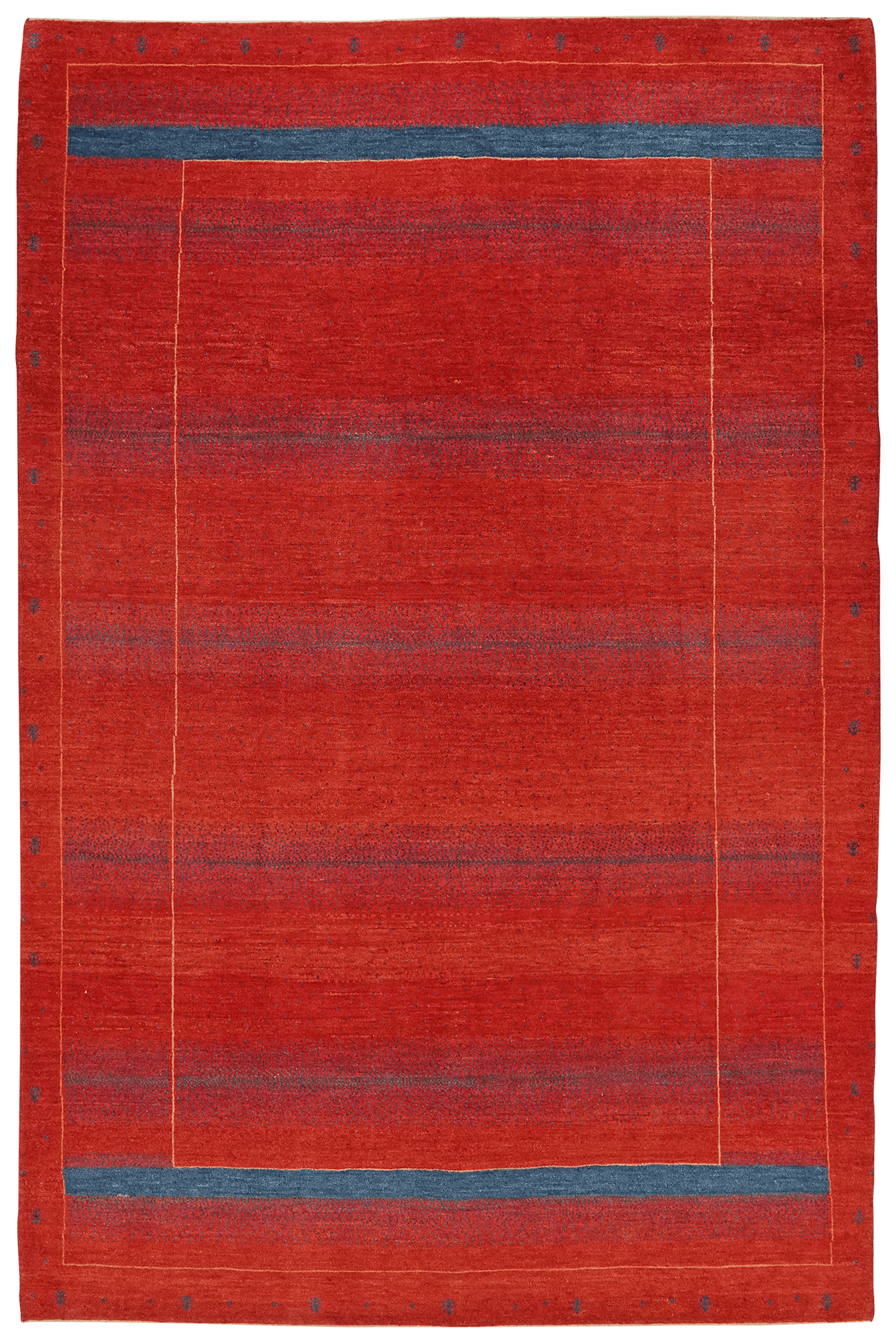Gabbeh — Hand-knotted, 192x299 cm, Red, 100% Virgin Wool | Main view