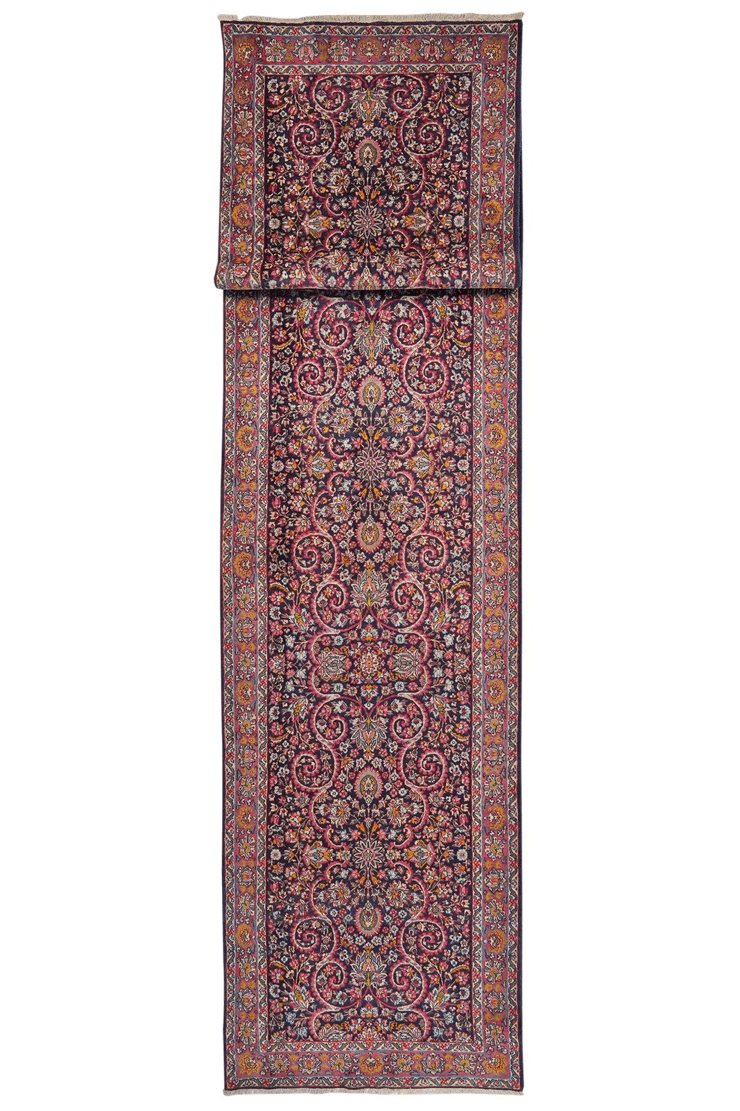 Kirman — Hand-knotted, 104x572 cm, Blue, 100% Virgin Wool | Main view