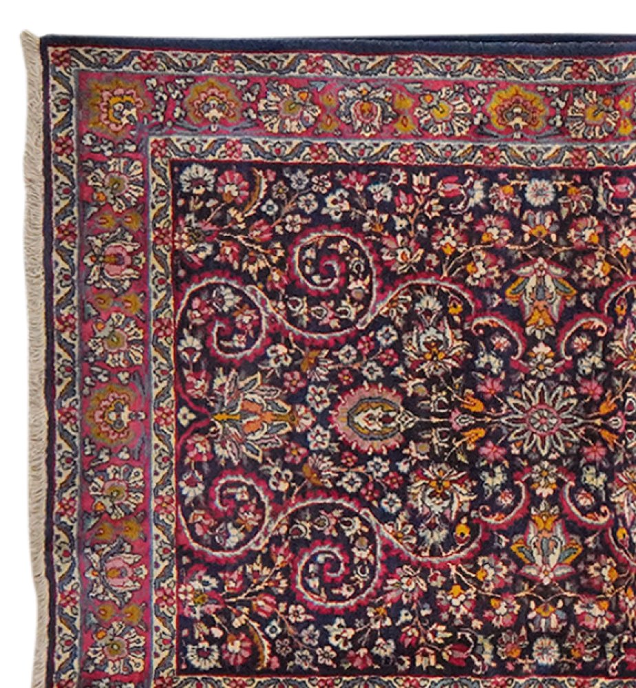 Kirman — Hand-knotted, 104x572 cm, Blue, 100% Virgin Wool | View 3
