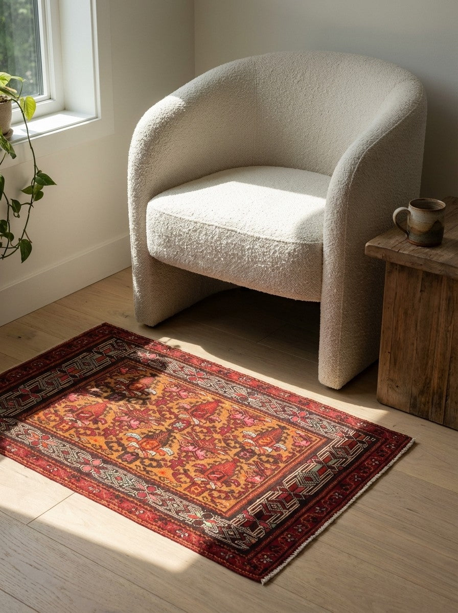 Belutch — Hand-knotted, 97x54 cm, Brown, 100% Virgin Wool | Detail view