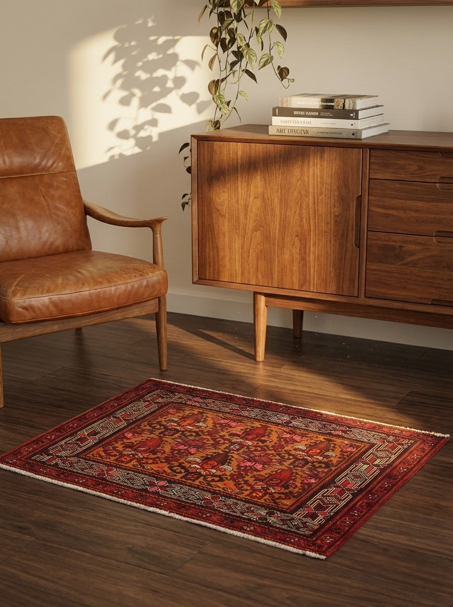 Belutch — Hand-knotted, 97x54 cm, Brown, 100% Virgin Wool | Back view